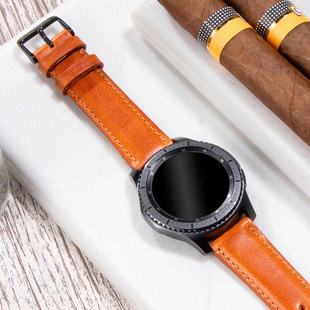 Light Brown Leather Samsung - Huawei Watch Strap  99percenthandmade   