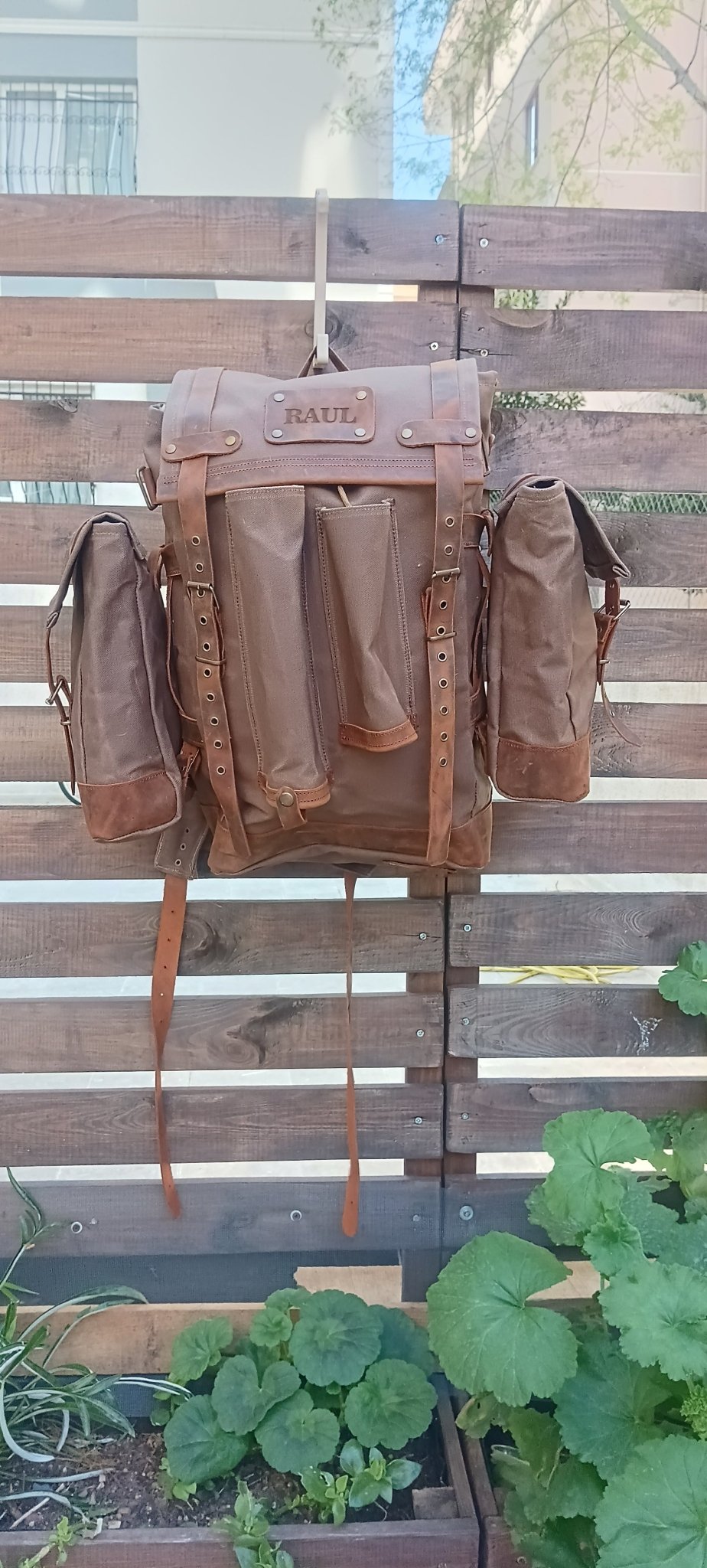 Only 20 Pieces With 2 Colour, Handmade  Waxed Canvas Backpack with leather for Travel, Camping | 50 Liter | Personalization bushcraft - camping - hiking backpack 99percenthandmade   
