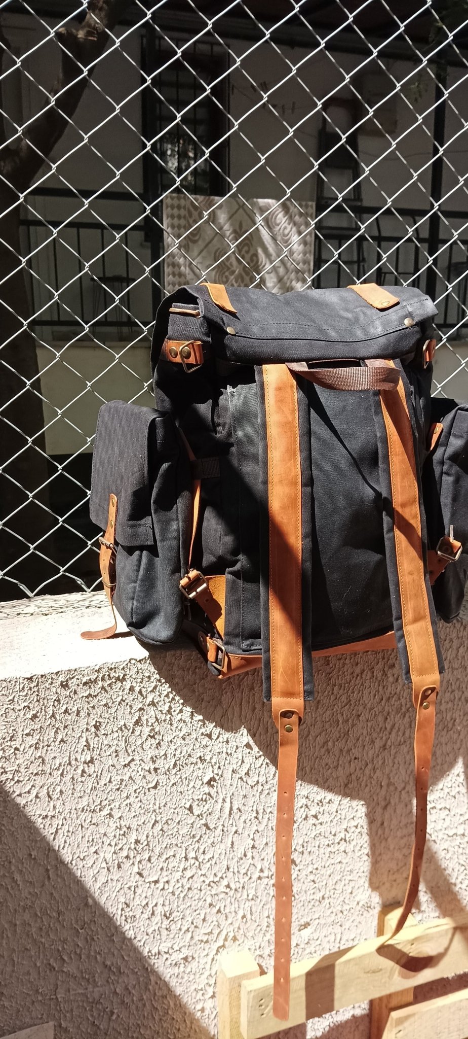 Only 20 Pieces With 2 Colour, Handmade  Waxed Canvas Backpack with leather for Travel, Camping | 50 Liter | Personalization bushcraft - camping - hiking backpack 99percenthandmade   