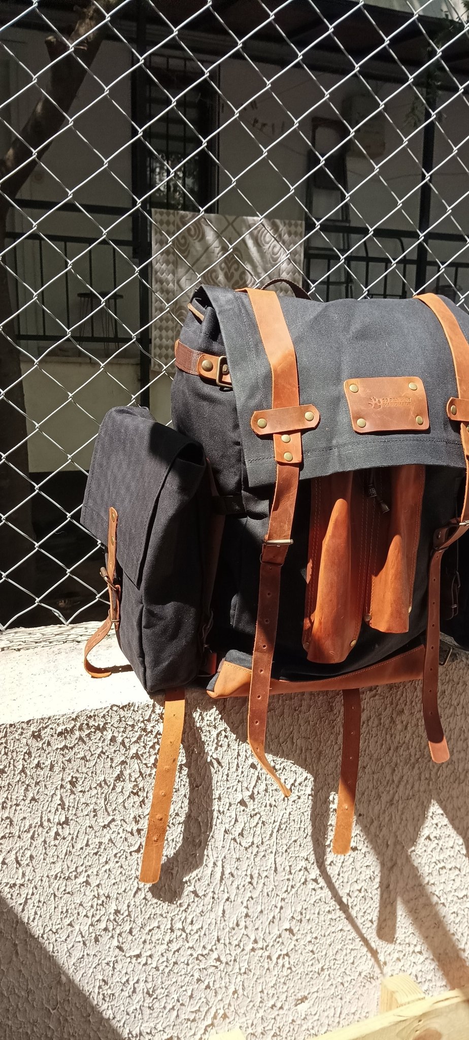 Only 20 Pieces With 2 Colour, Handmade  Waxed Canvas Backpack with leather for Travel, Camping | 50 Liter | Personalization bushcraft - camping - hiking backpack 99percenthandmade   