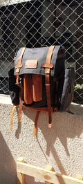 Only 20 Pieces With 2 Colour, Handmade  Waxed Canvas Backpack with leather for Travel, Camping | 50 Liter | Personalization bushcraft - camping - hiking backpack 99percenthandmade Black 30 