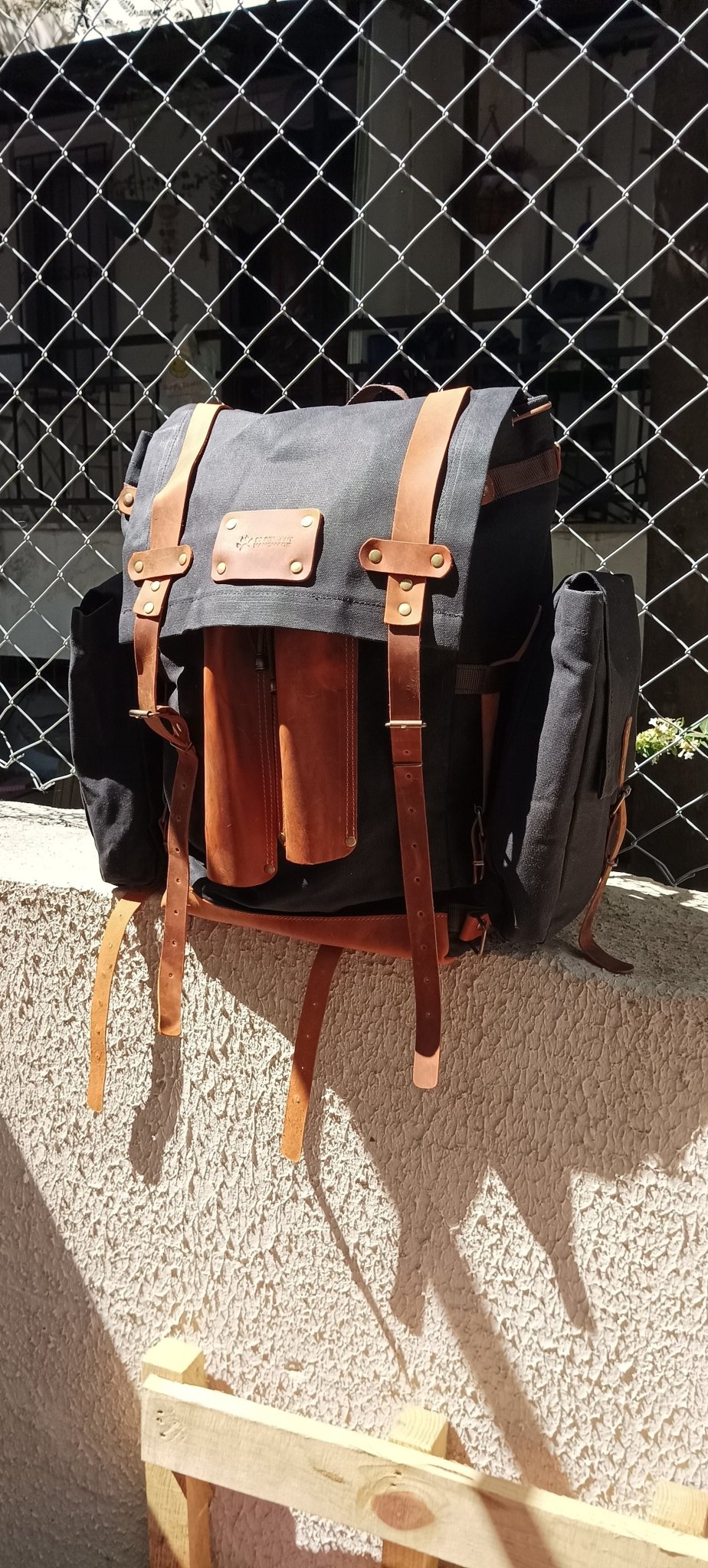 Only 20 Pieces With 2 Colour, Handmade  Waxed Canvas Backpack with leather for Travel, Camping | 50 Liter | Personalization bushcraft - camping - hiking backpack 99percenthandmade Black 30 