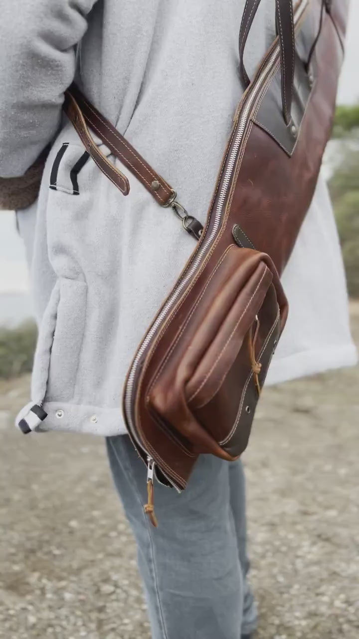 Handmade Leather and Canvas or Full Leather Rifle Shotgun Bag, 40 inch to 60 inch options 99percenthandmade