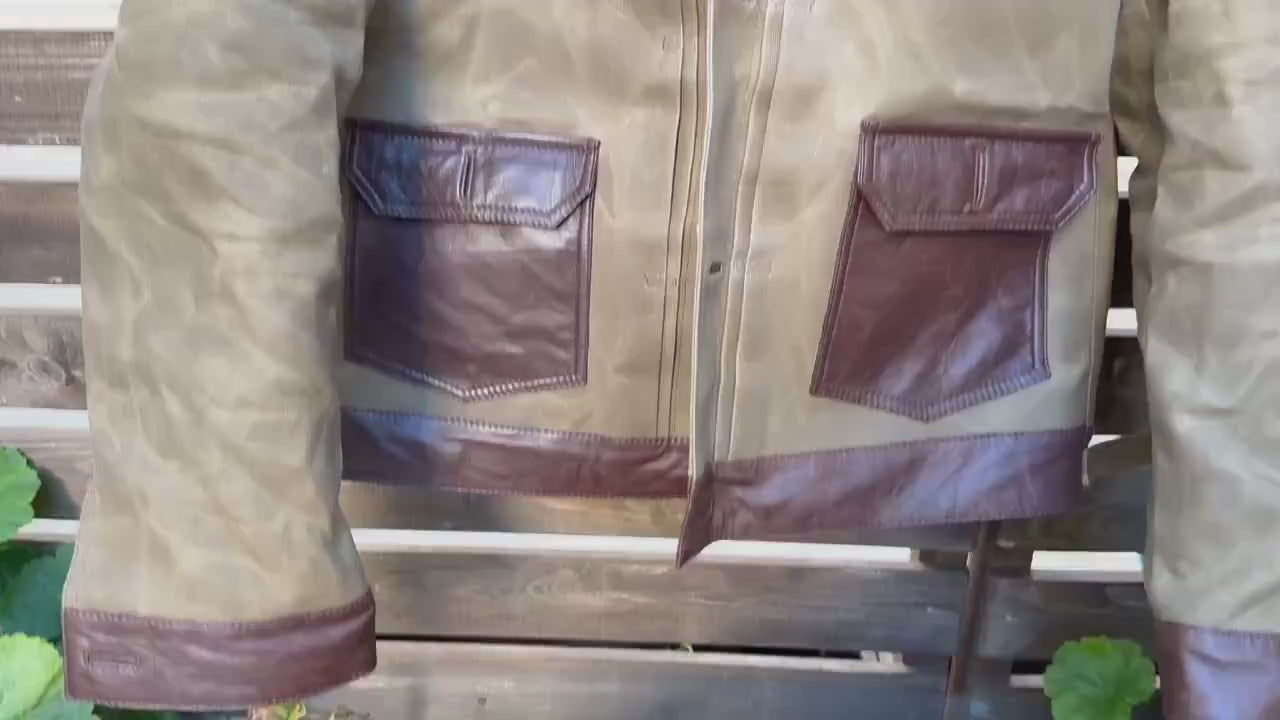 Didn’t find your Jacket? Send a photo, we’ll craft it for you. Waxed Canvas And Leather Jacket | Tailored to Your Size | Gifts For 99percenthandmade