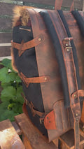 Goat Fur , Canvas and Leather Bag | Bushcraft | Camping | Outdoor | Hiking | Handmade Backpack l | 30,40,50 Litres option 99percenthandmade