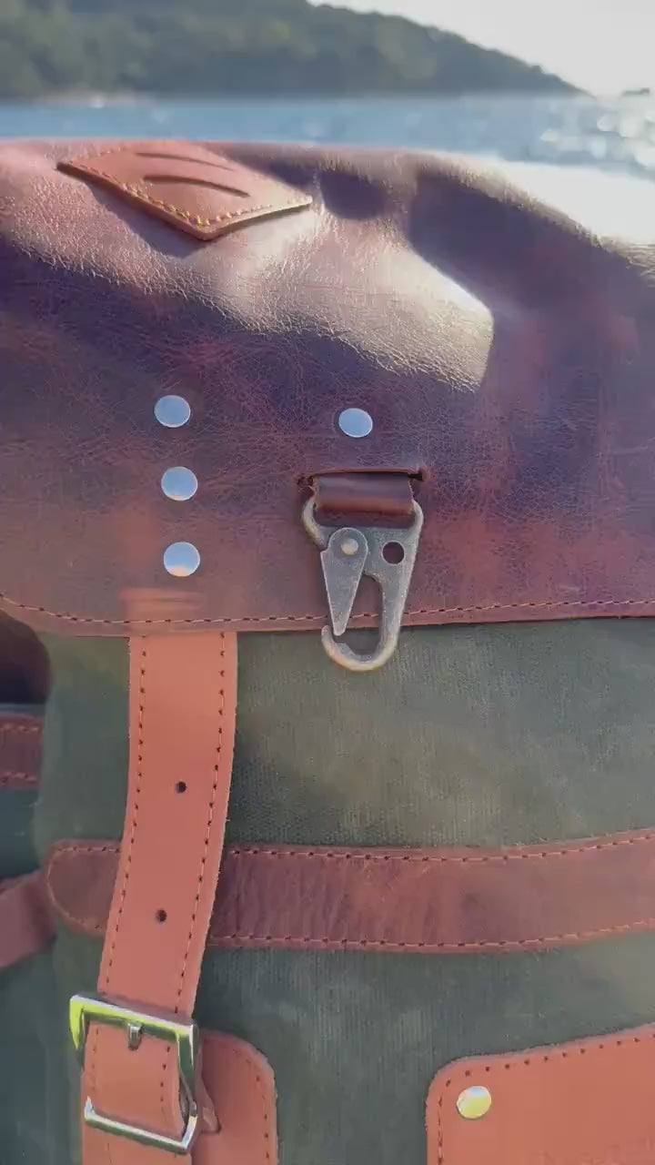 Heritage 45L Versatile Backpack: Handmade Leather & Canvas for Bushcraft, Travel & Daily Use 99percenthandmade