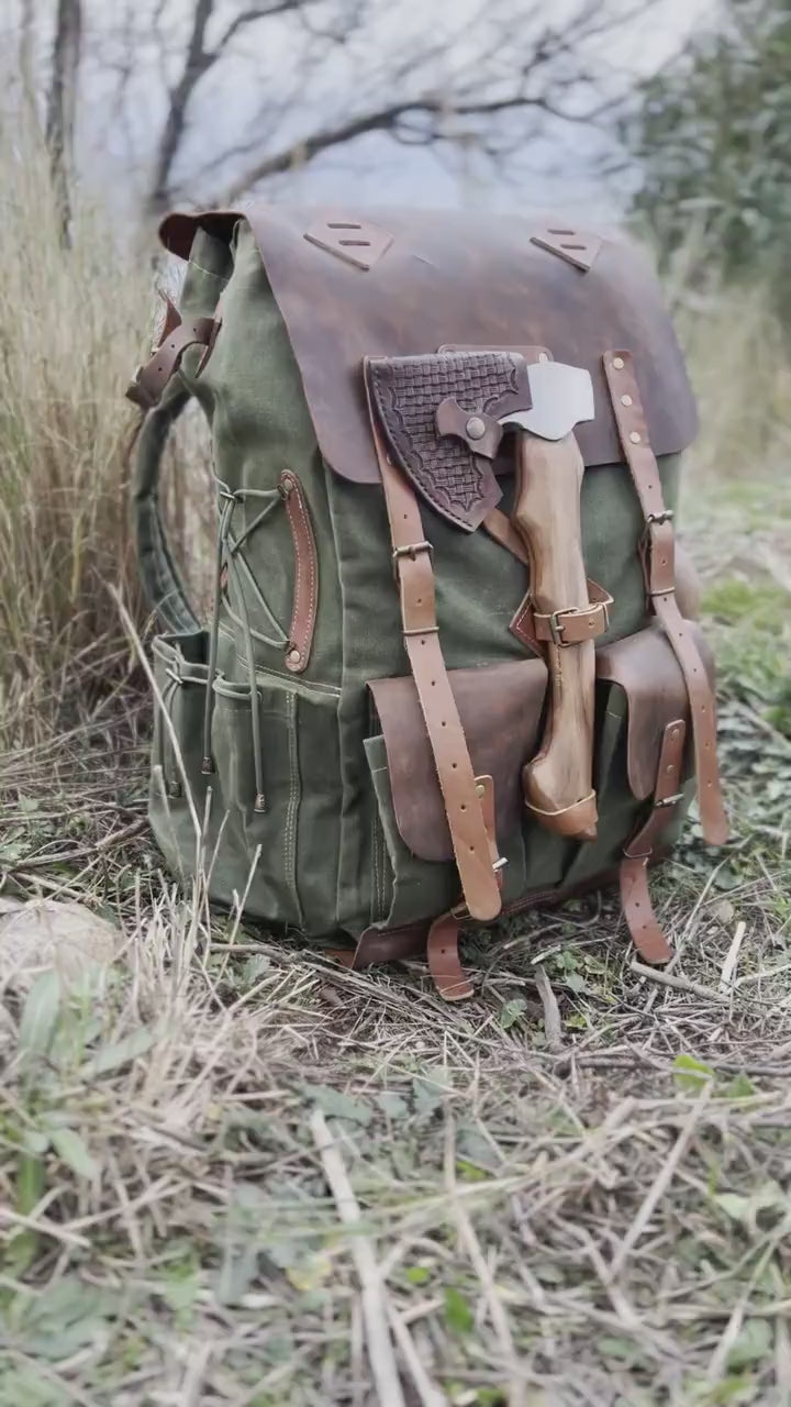 80L - 70L - 60L - 50L | Handmade | Camping Backpack | Bushcraft Backpack | Travel Backpack | Black | Brown | Green | Outdoor Backpack