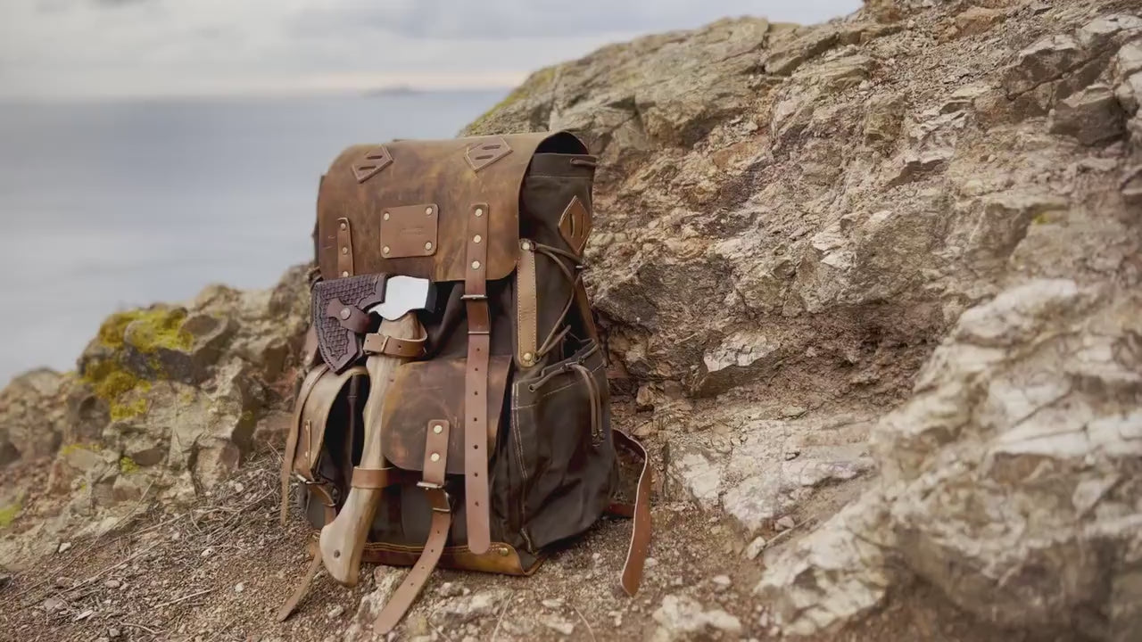 80L to 30L Size Options | Extra large | Handmade | Leather | Waxed Canvas Backpack | Camping, Hunting, Bushcraft, Travel | Personalization 99percenthandmade