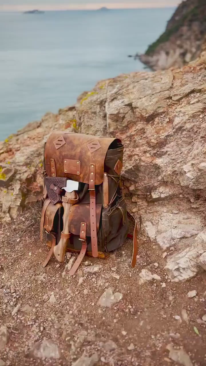 Brown Camping Backpack - 30L to 80L bushcraft - camping - hiking backpack 99percenthandmade