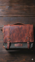 Handmade Messenger Bag, Laptop Bag, Briefcase Bag. Size : 13 inch to 17 inch with Brown-Green - Black 99percenthandmade