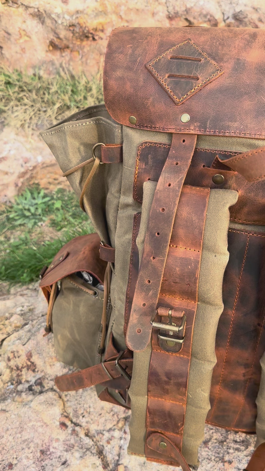 2026 Edition | Black-Brown-Green | Bushcraft Handmade Waxed Canvas Backpack | 50 L | Daily Use | Bushcraft, Travel, Camping, Hunting, Fishing, Sports bag 99percenthandmade