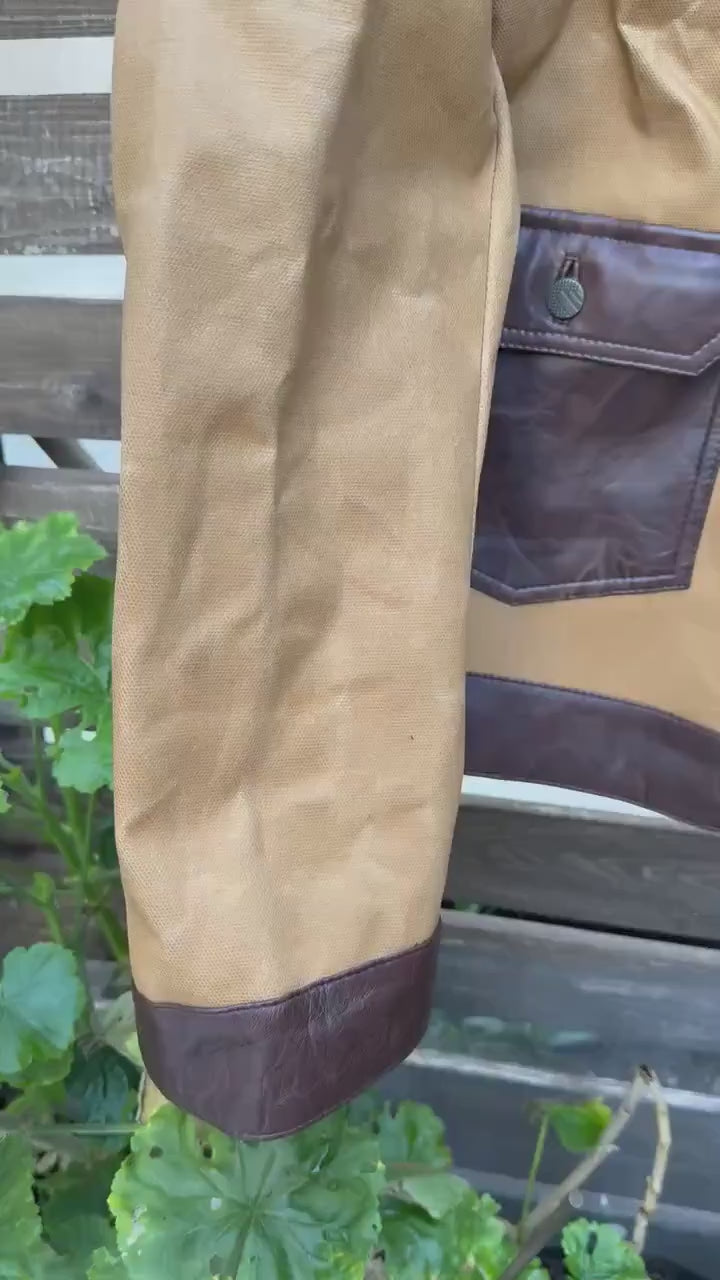New Color | Waxed Canvas And Leather Jacket | Tailored to Your Size | Brown | Green |  Leather Jacket | Canvas Jacket | Gifts For Men
