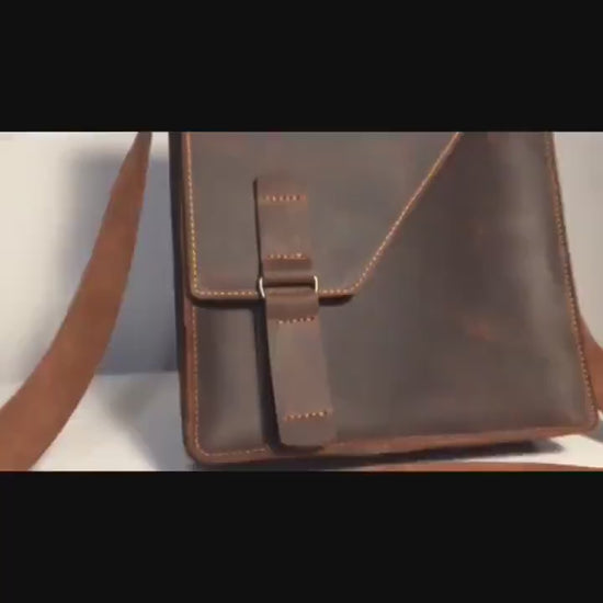 Handmade Grain Leather Crossbody Briefcase with 2 Colour, Messenger bag, Lawyer's Bag, Personalized Handbag, Work Bag , Gift For Him | 42 Cm