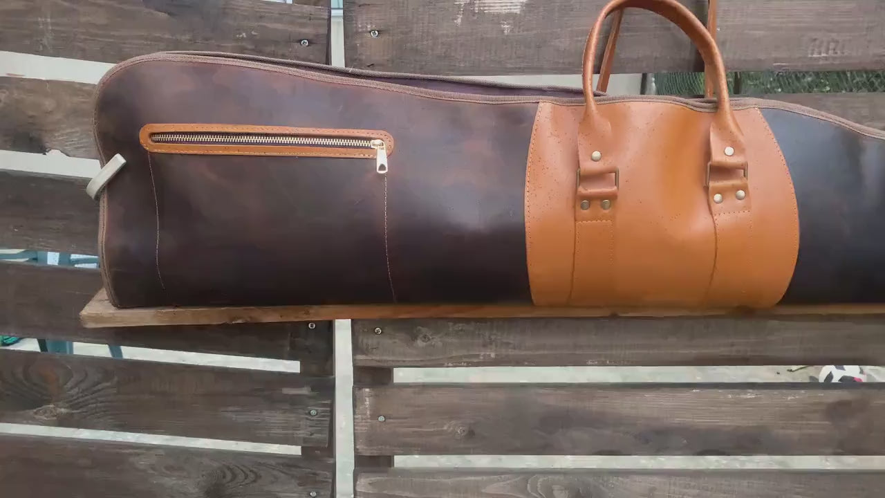 Handmade | Brown - Light Brown Leather Shotgun Case | Leather Rifle Case | Shotgun Bag | Rifle Bag | Shotgun | Gun case | Personalization 99percenthandmade
