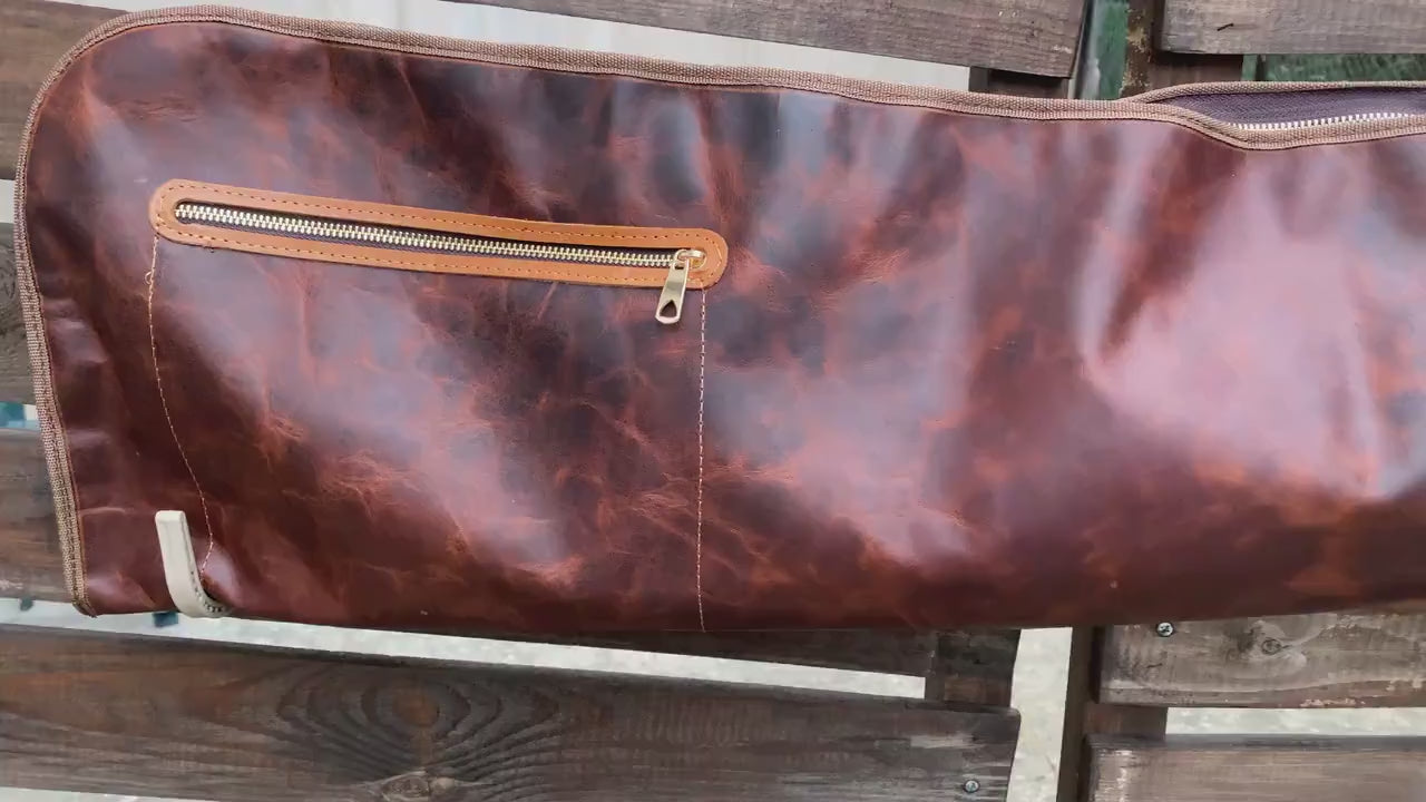 Handmade | Brown-Tan Leather Shotgun Case | Leather Rifle Case | Shotgun Bag | Rifle Bag | Hunting | Shotgun | Gun case | Personalization 99percenthandmade