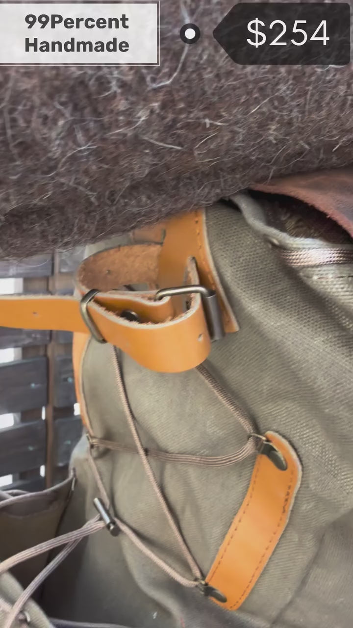 30L to 80L | Bushcraft Backpack | Leather and Waxed Canvas Backpack | Hiking Backpack | Extra large | Bushcraft | 99percenthandmade