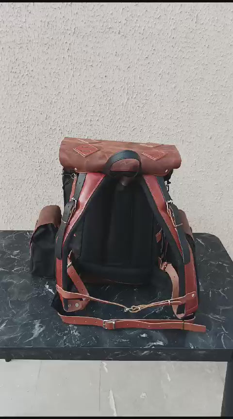 Legacy-Grade Handmade Canvas & Leather Bushcraft Backpack with Detachable Belt Pouches | Midas 99percenthandmade