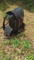 Black Waxed Canvas Backpack with Detachable pouches for hiking bushcraft camping 99percenthandmade