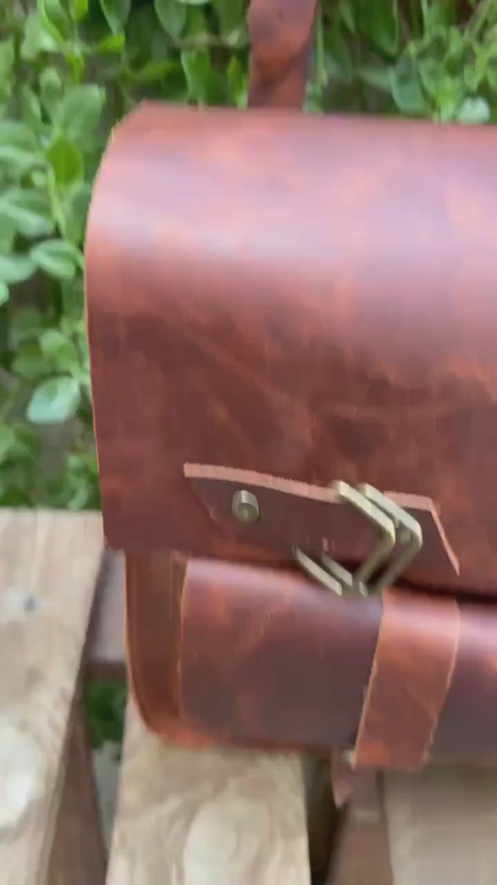 Handmade Leather Laptop Bag – Vintage Messenger Briefcase with Shoulder Strap, Fits 15-16 Inch 99percenthandmade