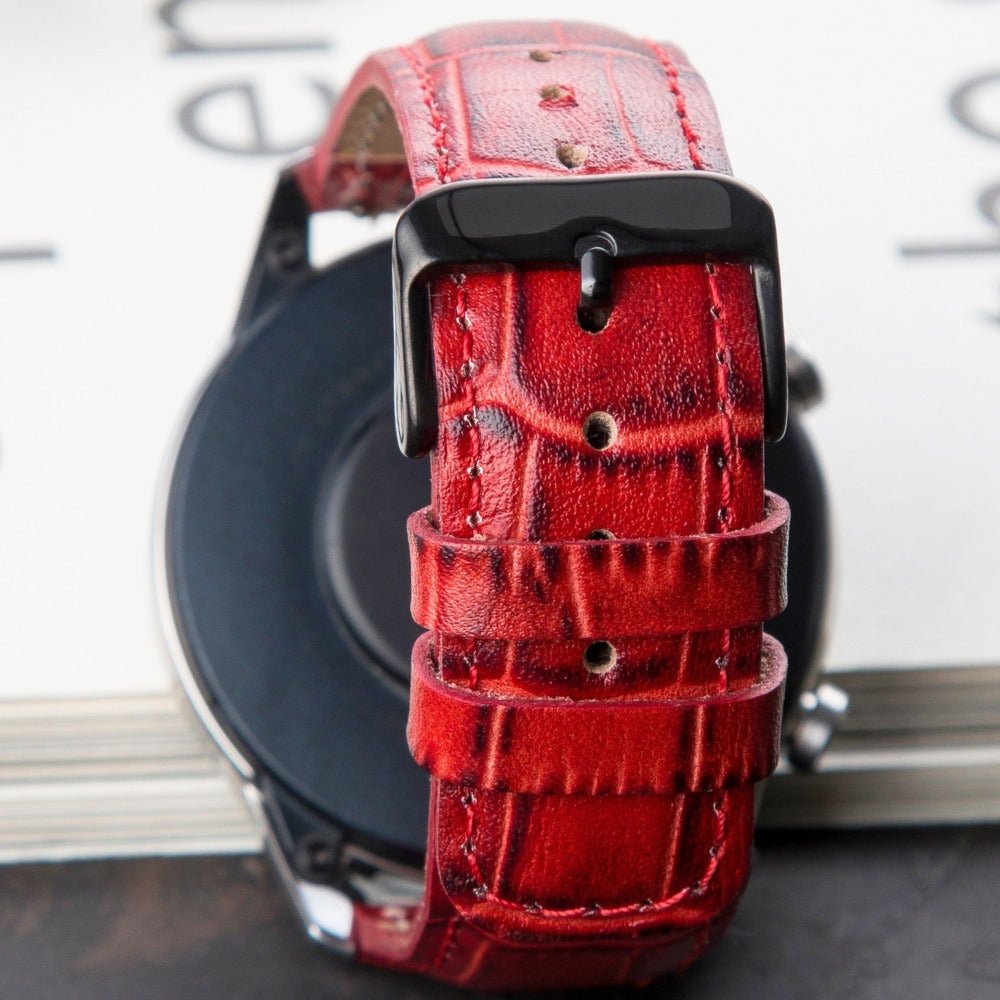 Red Crocodile Embossed Leather Samsung Watch Strap  99percenthandmade   