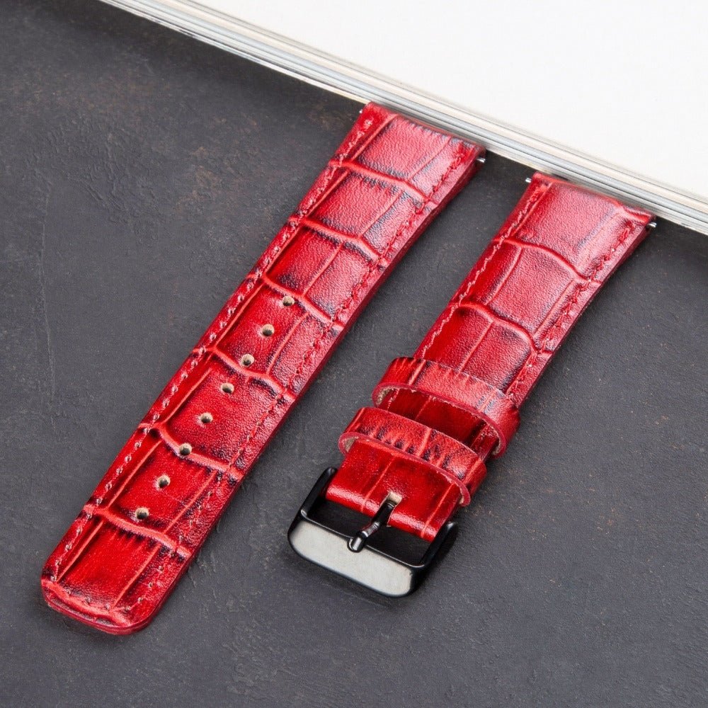 Red Crocodile Embossed Leather Samsung Watch Strap  99percenthandmade   