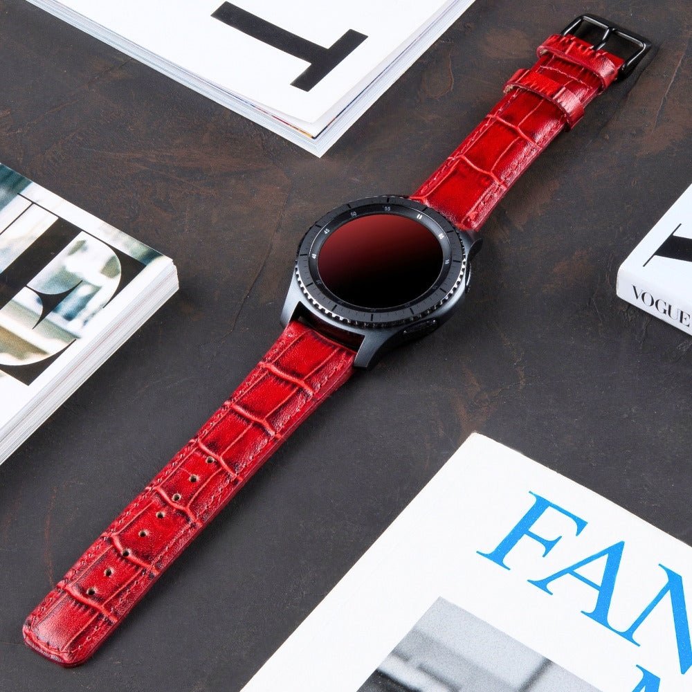 Red Crocodile Embossed Leather Samsung Watch Strap  99percenthandmade   