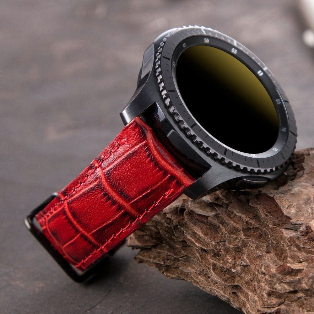 Red Crocodile Embossed Leather Samsung Watch Strap  99percenthandmade   