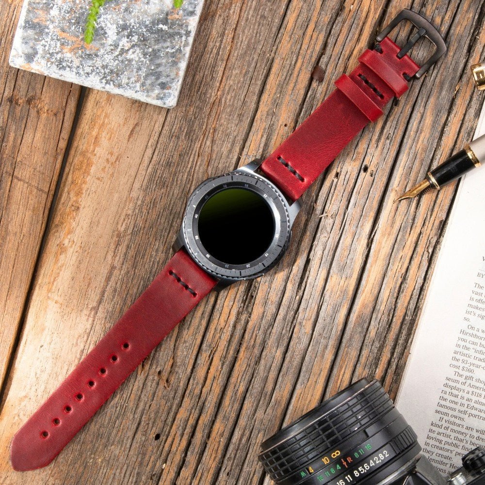Red Leather Samsung - Huawei Watch Strap  99percenthandmade   