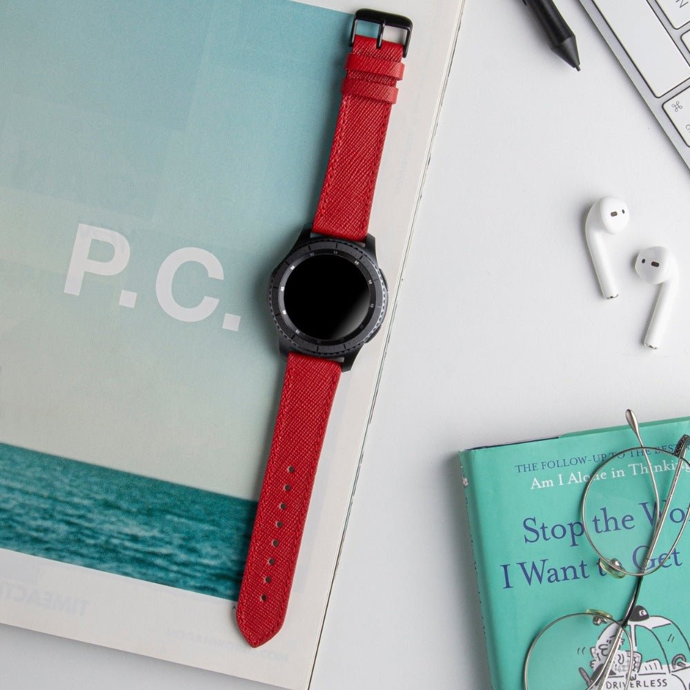 Red Leather Samsung - Huawei Watch Strap  99percenthandmade   