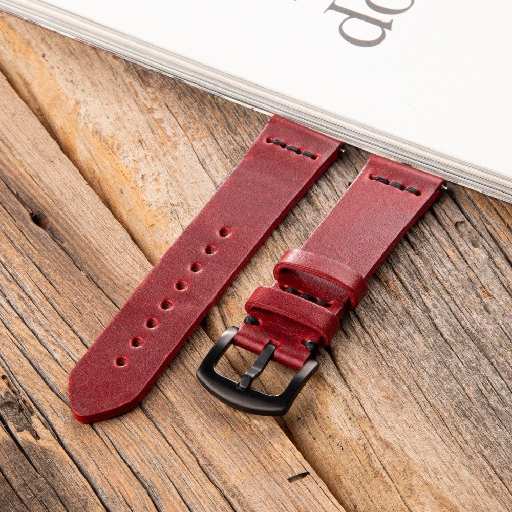 Red Leather Samsung - Huawei Watch Strap  99percenthandmade   