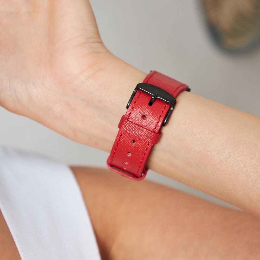 Red Leather Samsung - Huawei Watch Strap  99percenthandmade   