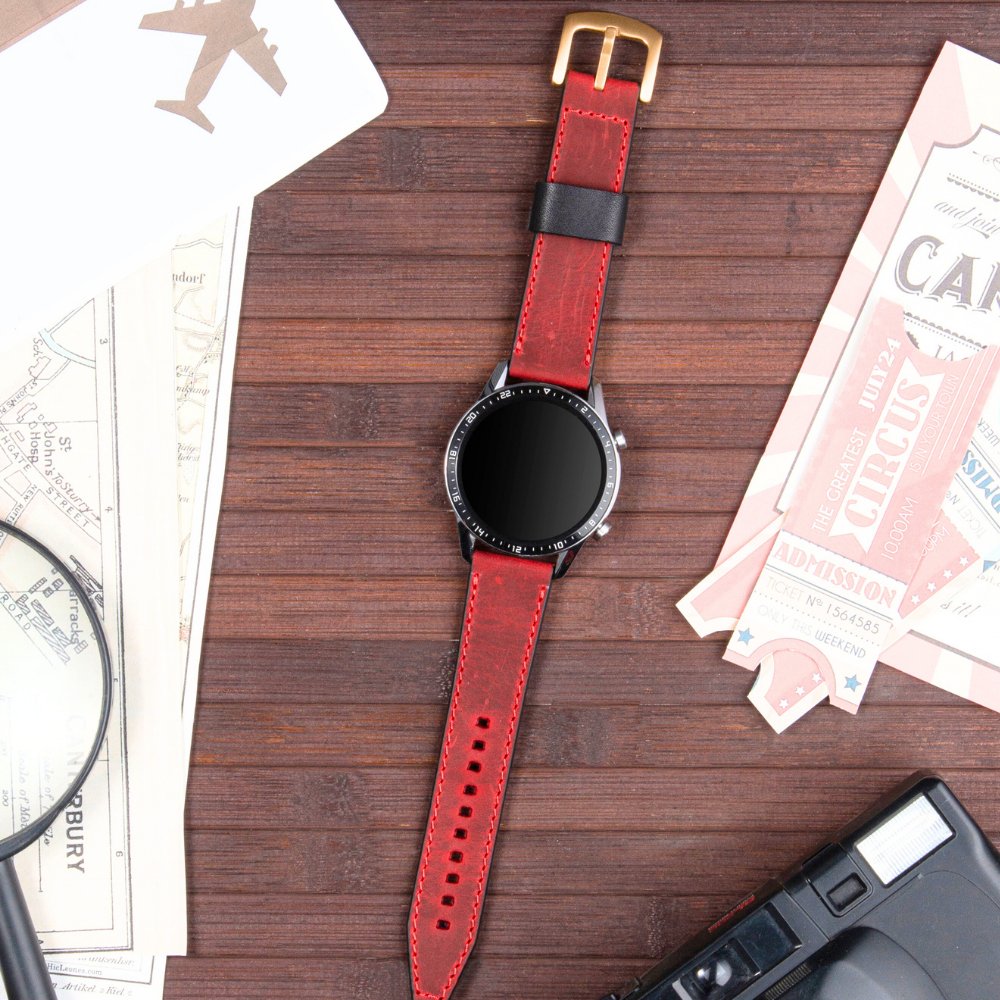 Red Leather Samsung Watch Strap  99percenthandmade   