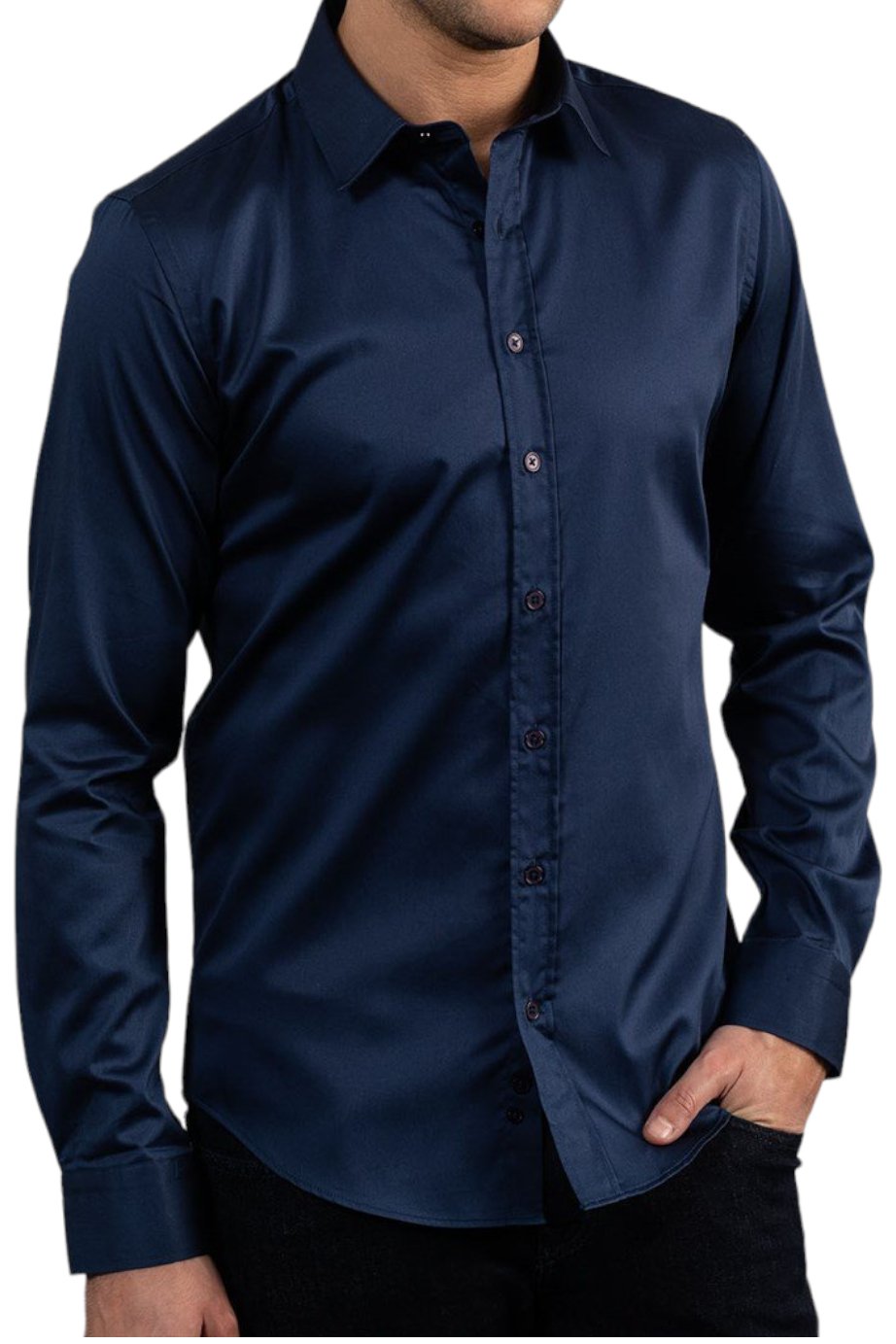 Slim Fit Long Sleeve Blue Satin Shirt 99percenthandmade   