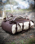 Waxed Canvas - Leather Backpack with Goat Fur Details for Outdoor,Bushcraft, Camping, Hiking bushcraft - camping - hiking backpack 99percenthandmade   