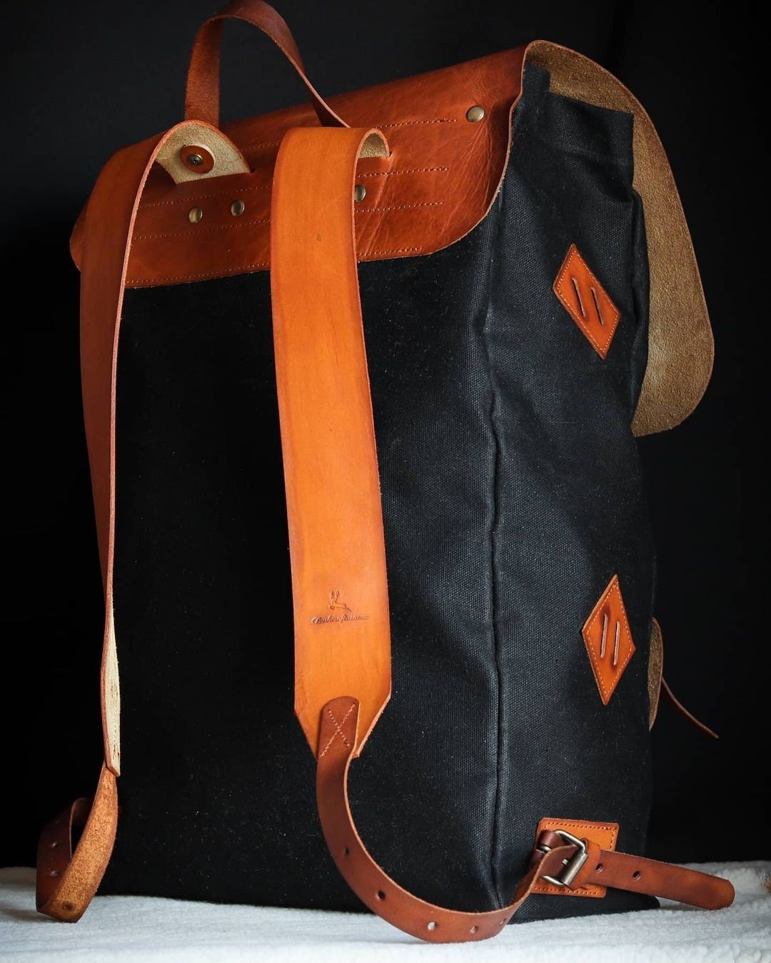 3 Colour Option, Handmade Genuine  Leather and Waxed Canvas Backpack for Travel, Camping | 25 Liters | Personalization for your request bushcraft - camping - hiking backpack 99percenthandmade   