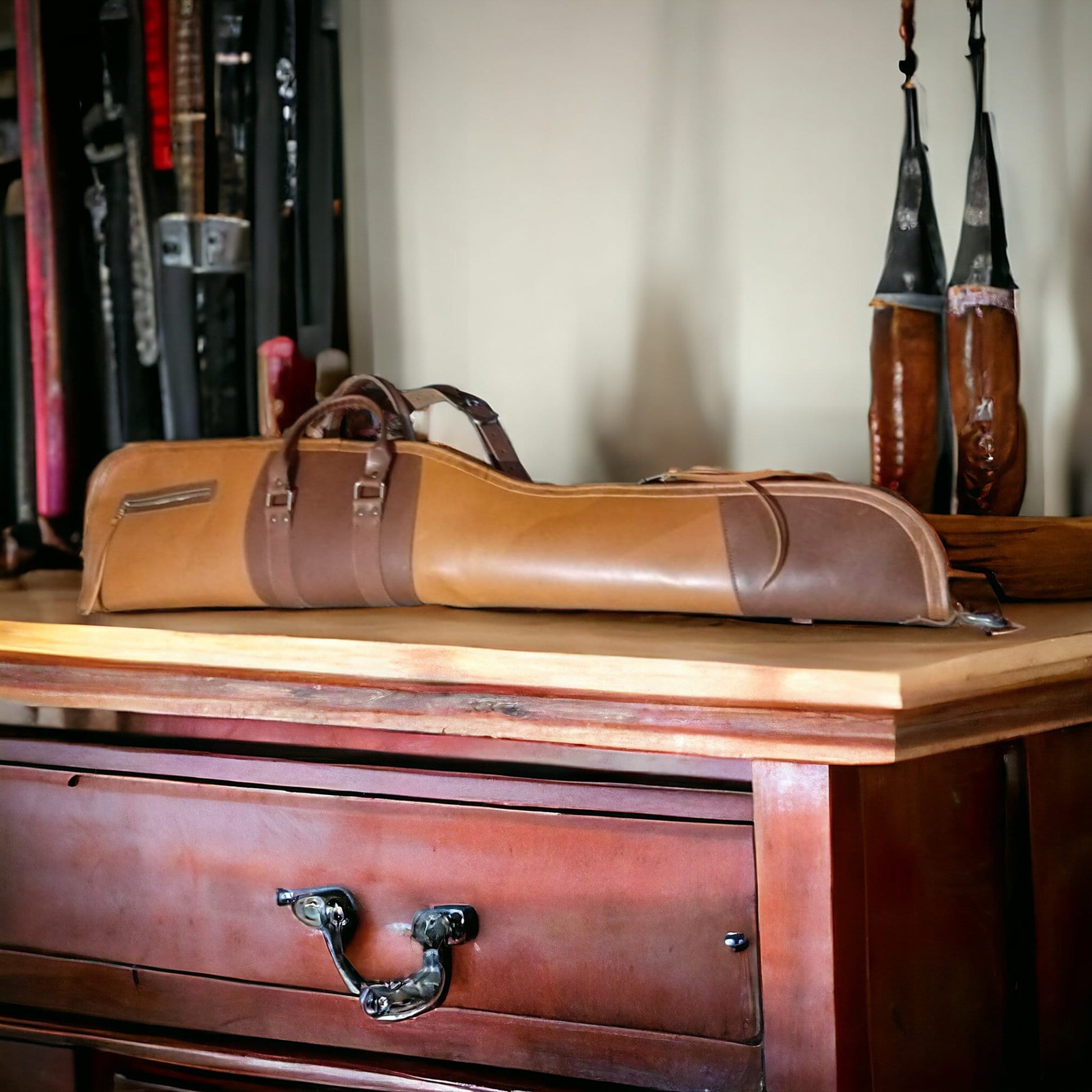 40 inch to 60 inch | Handmade | Tan Leather Shotgun Bag | Leather Rifle Bag | Shotgun Case |  Rifle Case | Hunting | Shotgun | Gun case | Personalization  99percenthandmade   
