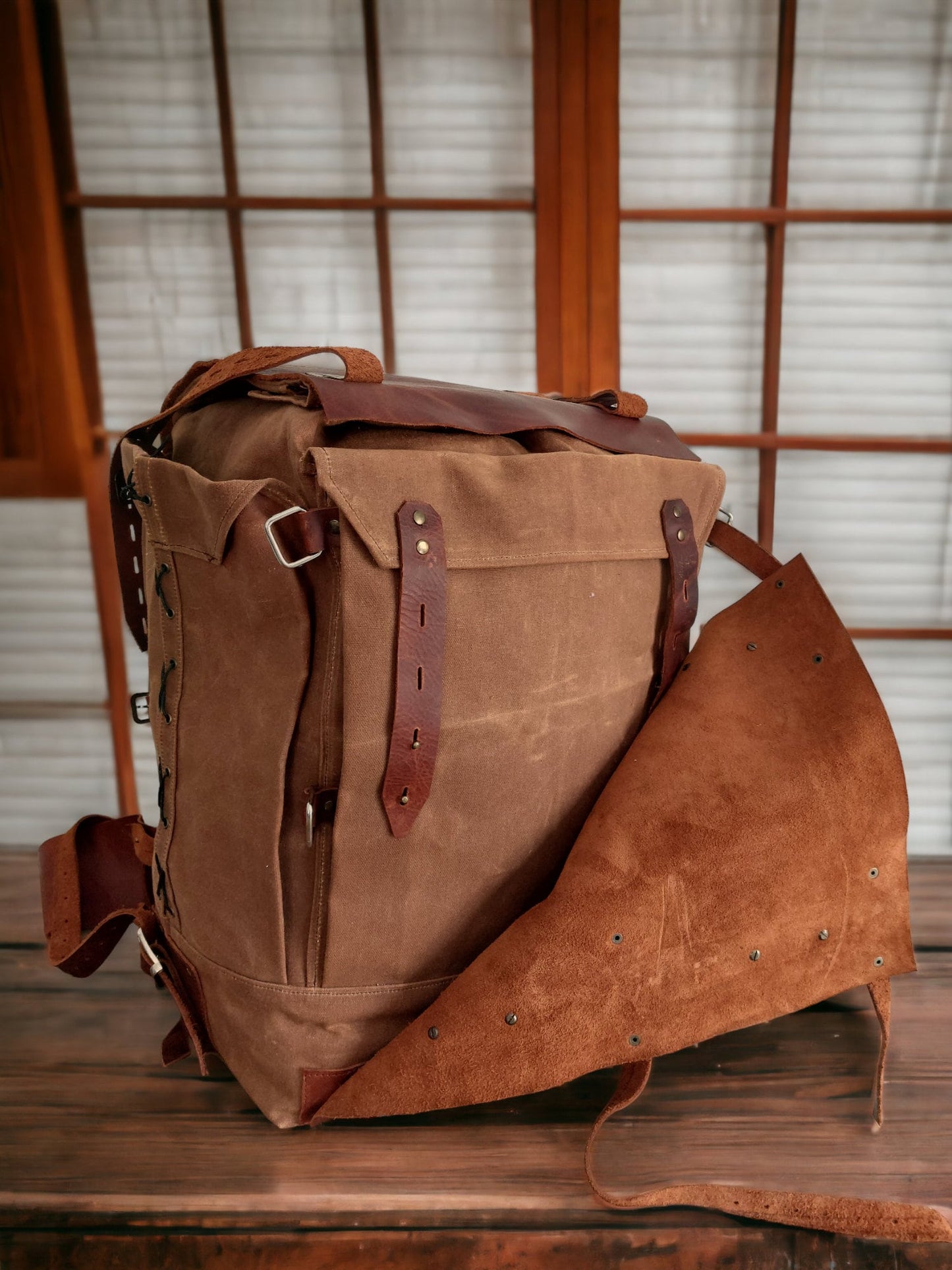 80 Liter | Camping Backpack | Bushcraft Backpack |Leather Canvas Backpack | Brown - Beige | Travel Backpack  99percenthandmade 60 Beige 