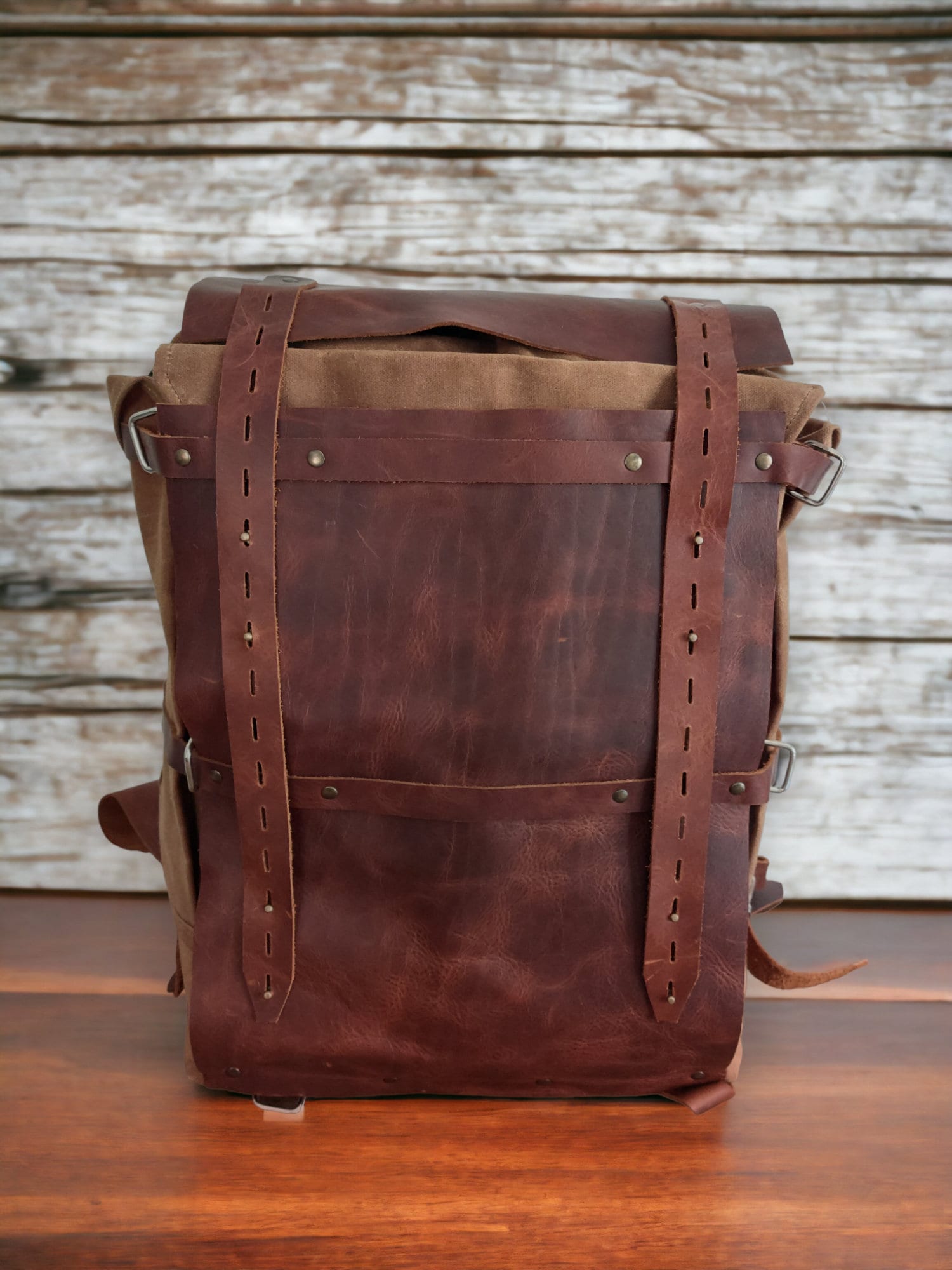 80 Liter | Camping Backpack | Bushcraft Backpack |Leather Canvas Backpack | Brown - Beige | Travel Backpack  99percenthandmade   