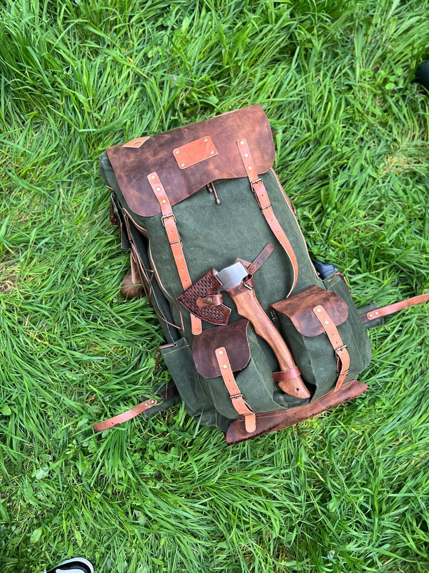 80L - 70L - 60L - 50L | Handmade | Camping Backpack | Bushcraft Backpack | Travel Backpack | Black | Brown | Green | Outdoor Backpack  99percenthandmade 30 Green 