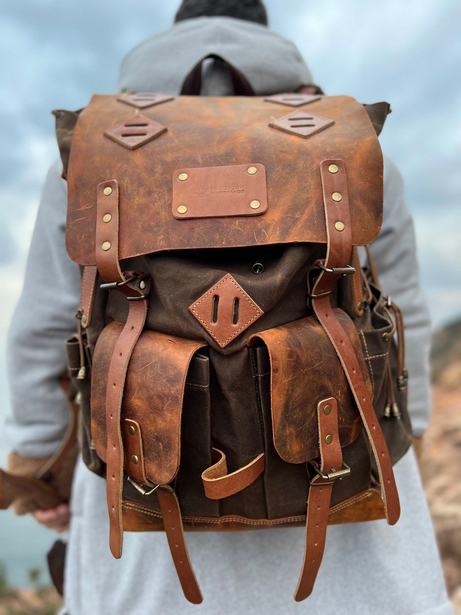 80L to 30L Size Options | Extra large | Handmade | Leather | Waxed Canvas Backpack | Camping, Hunting, Bushcraft, Travel | Personalization  99percenthandmade   
