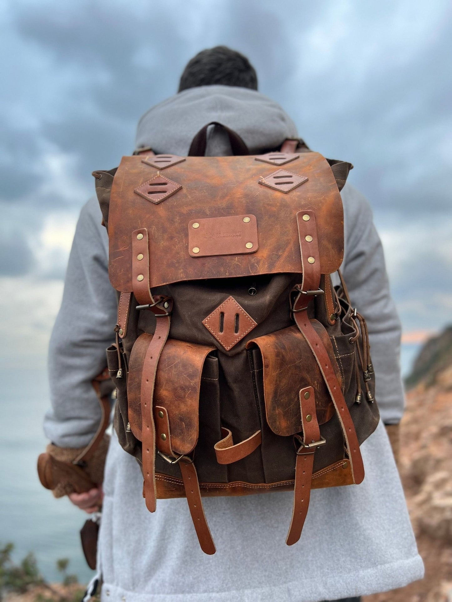 80L to 30L Size Options | Extra large | Handmade | Leather | Waxed Canvas Backpack | Camping, Hunting, Bushcraft, Travel | Personalization  99percenthandmade   