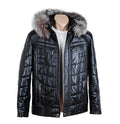 Bespoke Black Leather Coat With Fur Hood  | S to 8XL  99percenthandmade   
