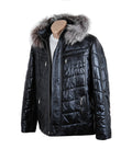 Bespoke Black Leather Coat With Fur Hood  | S to 8XL  99percenthandmade   