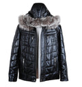 Bespoke Black Leather Coat With Fur Hood  | S to 8XL  99percenthandmade   
