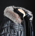 Bespoke Black Leather Coat With Fur Hood  | S to 8XL  99percenthandmade   
