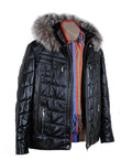 Bespoke Black Leather Coat With Fur Hood  | S to 8XL  99percenthandmade   
