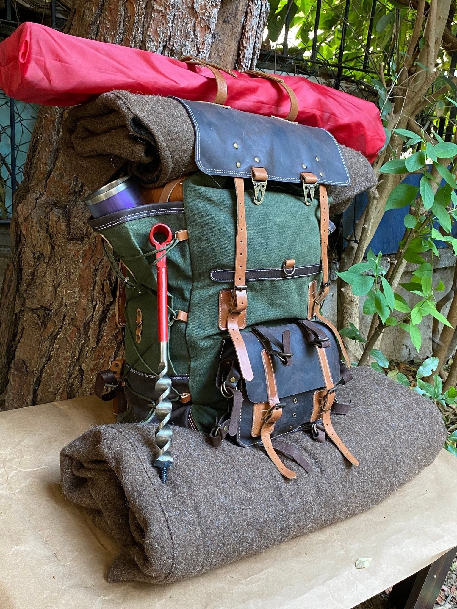 Bestseller 300 USD Discount | Ready for Bushcraft, Survival, Outdoor | Handmade Leather and Waxed Backpack  | Travel Bag, Bushcraft Bag bushcraft - camping - hiking backpack 99percenthandmade   