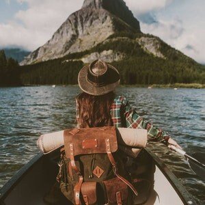 Bestseller | 50 L | Green Brown Black | Leather and Waxed Canvas Backpack | Travel | Bushcraft | Camping | Personalization  99percenthandmade   