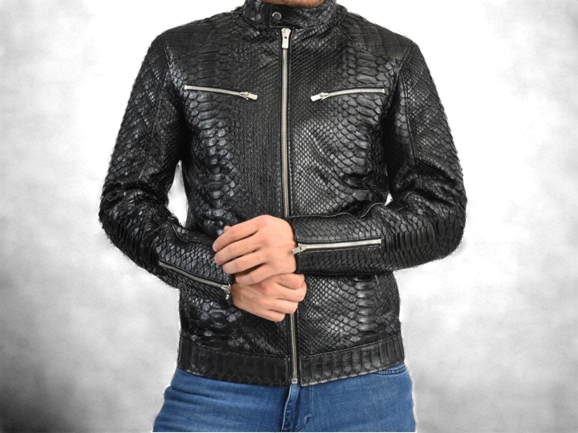 99percenthandmade Men's Slim Fit Biker Jacket
