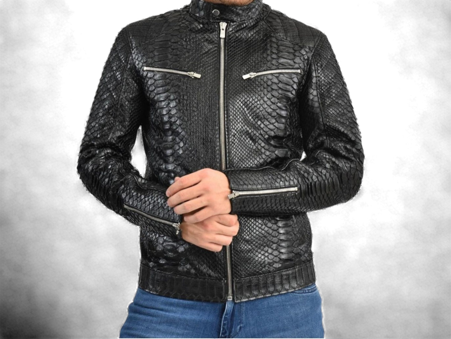 Black | Blue | White | Exotic Leather | Real Snake Leather | Different Type Options |  Leather Jacket | Tailored to Your Size | Jacket 99percenthandmade   
